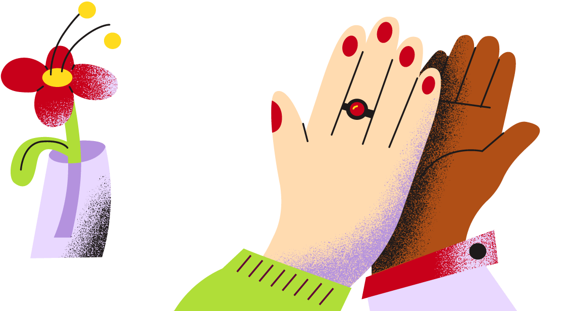 Twee handen die een high five geven